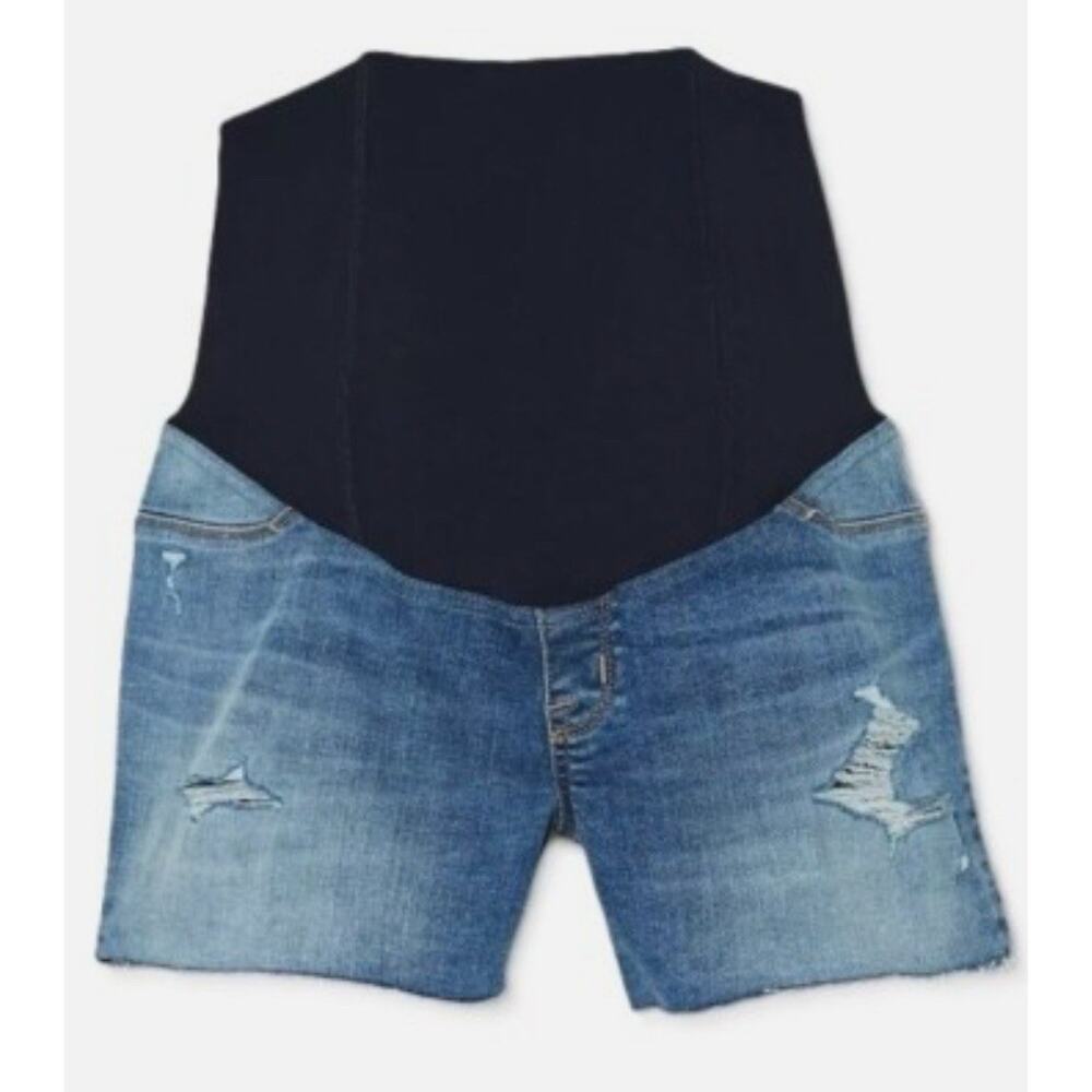 Isabel Maternity Over Belly Midi Maternity Blue Jean Shorts Size 2
